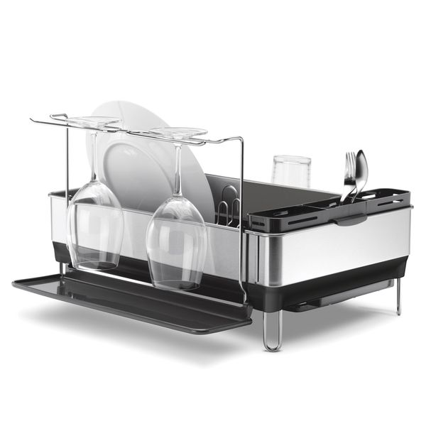 SimpleHuman - Steel Frame Dish Rack With Wine Glass Rack