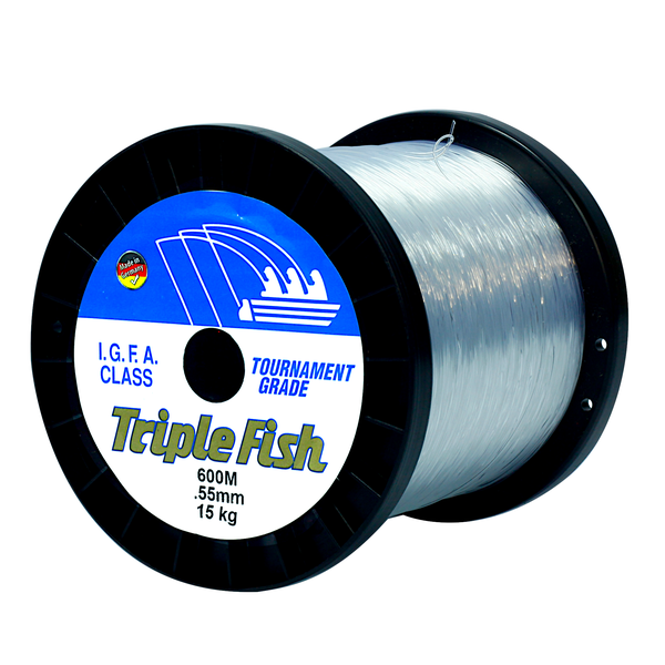 Triple Fish IGFA Nylon Fishing Line 15KG 0.55MM, Colour White, 600M Spool