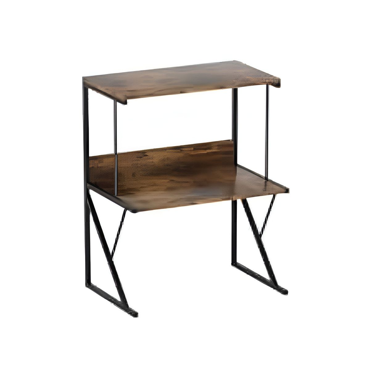 3 Tier Desktop Wood Office Organizor Shelves - Rustic Brown