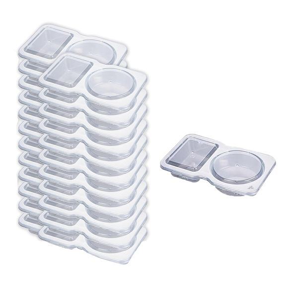 ALANES 20 Set Disposable Double Compartment Condiment Container Sauce Box