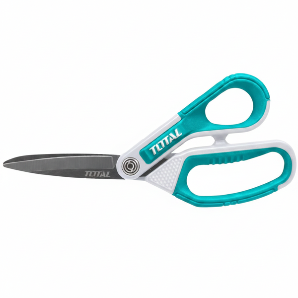 Total 8 Inch Rubber Grip Long-Blade Scissors, 3.2mm Thick