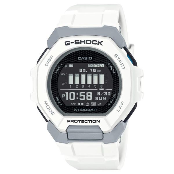 Casio Mens White Digital Rubber Strap Watch-GBD-300-7DR