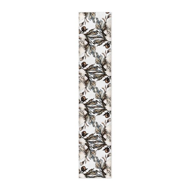 Brown Gravite Drawn Leaves Table Runner by Mark van Vuuren