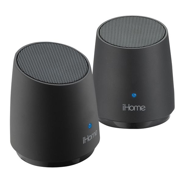 2 x iHome iHM89 Mini Portable Rechargeable Speakers -iPhone MP3 LED Black