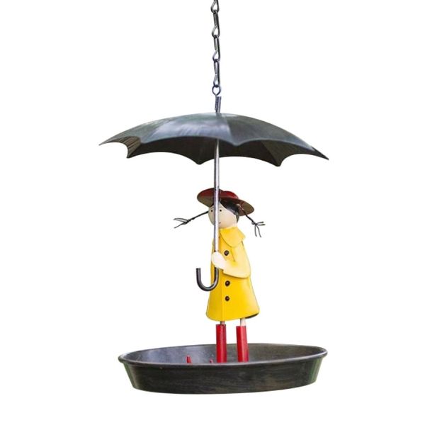 Garden Retro Umbrella Girl Bird Feeder