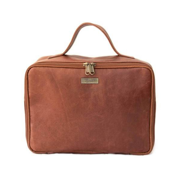 Mally Leather Ladies Brown Toiletry Bag, Zip Closure, Travel Gift for Her