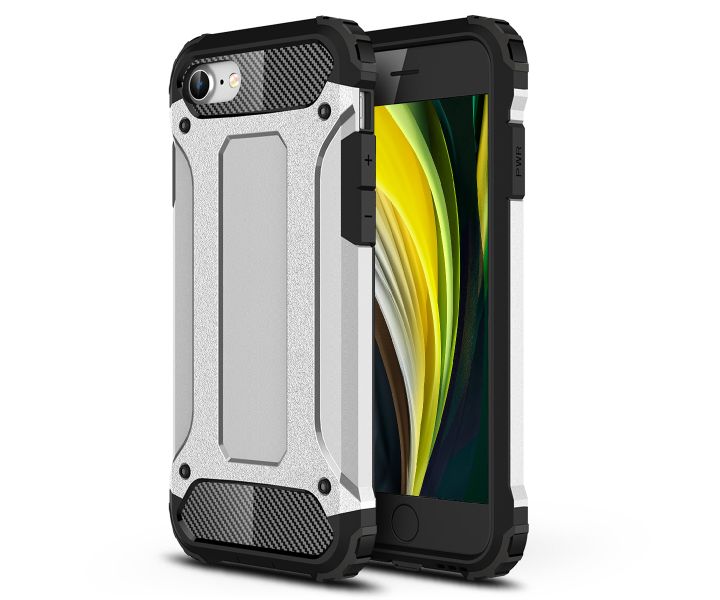 Hybrid Shockproof Case for iPhone SE (2020) - Silver