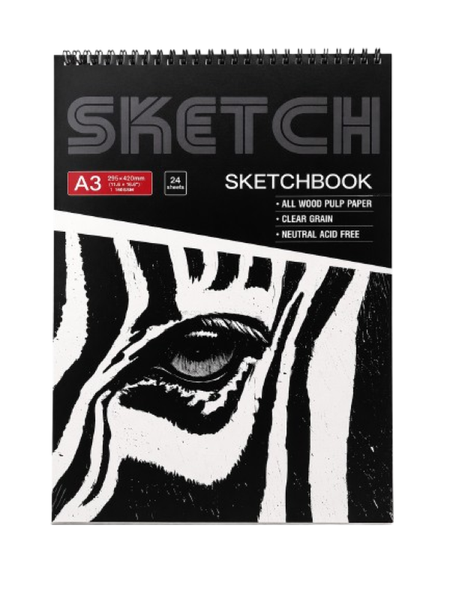 A3 Spiral Sketchbook - 24 Sheets, 160GSM Drawing Pad