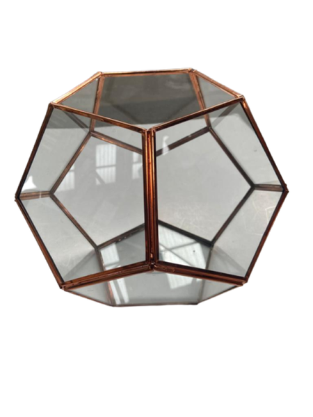 Decorative Geometric Glass Terrarium- Rose Gold Finish