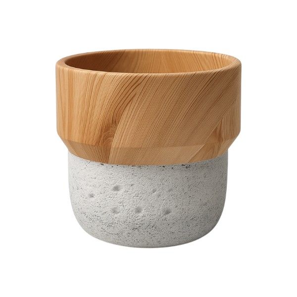 2 Pack - Nordic Style Wood Grain &amp; Cement Flower Pot
