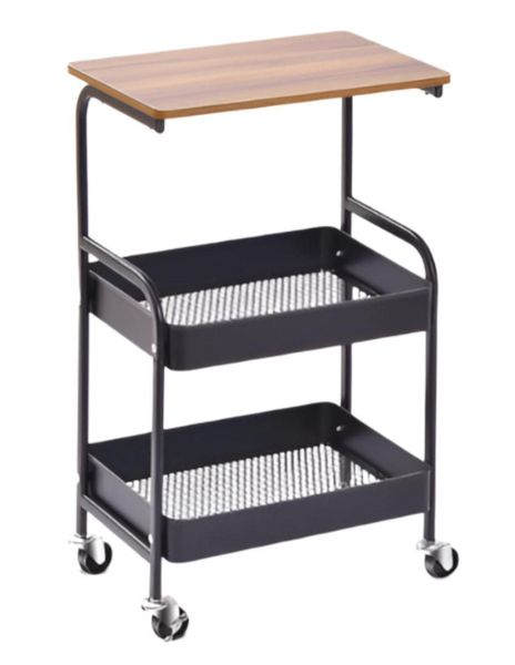 Kitchen Rolling Table Cart with Wooden Board Couch Side Table