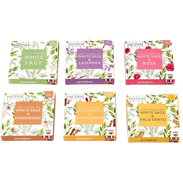 Aromafume Mixed Incense Brick Pack - 6 Packs of 9 Premium Incense Bricks