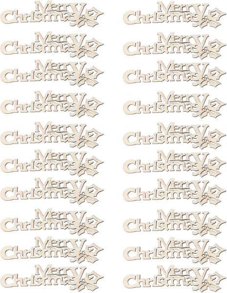 20pcs Merry Christmas Wooden Cutout