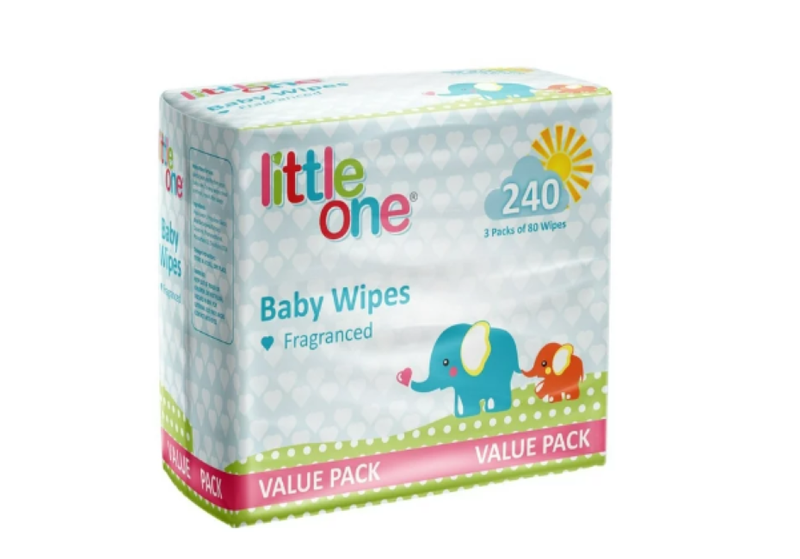 Little One Baby Wipes (Fragranced) 3 Packs of 80 Wipes.