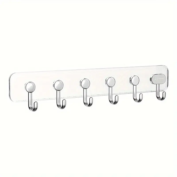 6 Hooks Modern Transparent Self Adhesive Door Wall Utility Hooks