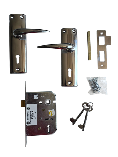 NT LOCKS 2 Lever Mortise Door Lock with Chrome Plated Handles