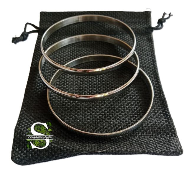 Set of 3 Stainless Steel solid Round Bangles - 5mm Wide