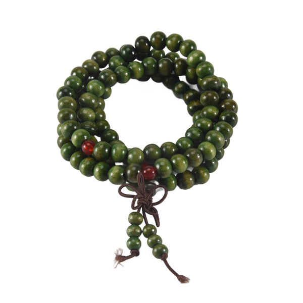 Olive Green Sandalwood Beads Buddha Buddhist Stretch Necklace Rosary 29