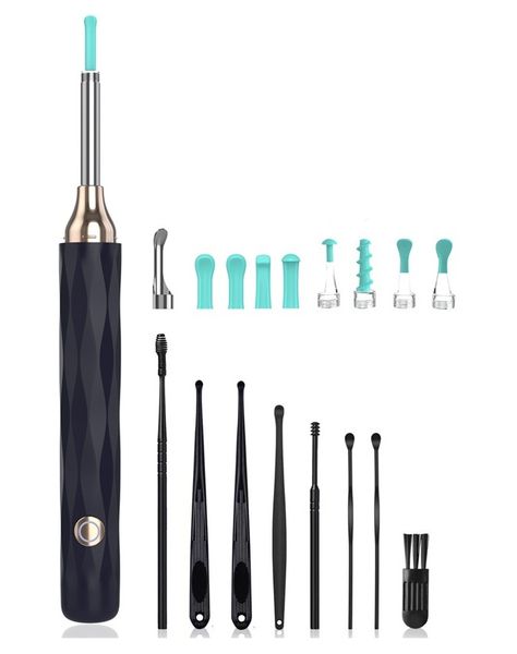 Electric Ear Pick Tool Safe Earwax Removal with LED &amp; Suction Black