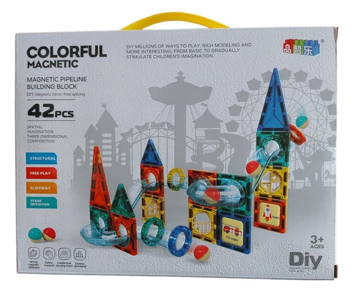 Magnetic Pipeline Tiles / Building Blocks - 42 Pieces