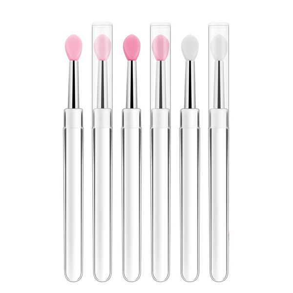 6 Lip Scrub Brush Silicone Lip Applicator Reusable with Caps