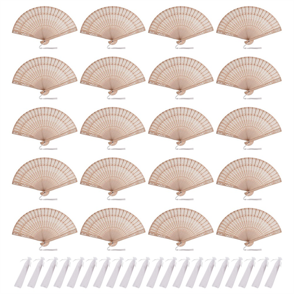 20 Sets Wooden Hand Fan Wooden Folding Fan Favors Wooden Fan