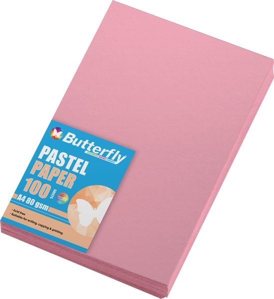 Butterfly A4 Pastel Paper - Pink
