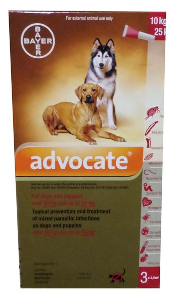 Advocate - Dogs 10 - 25kg Tick And Flea Cream - Red Box