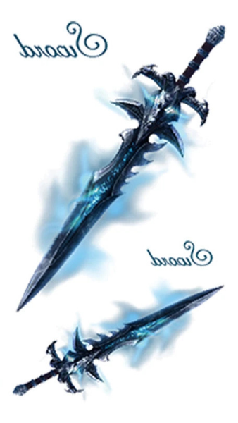 Tattoo - Waterproof High Quality Skin Safe - Sword With Blue Flame - X-384