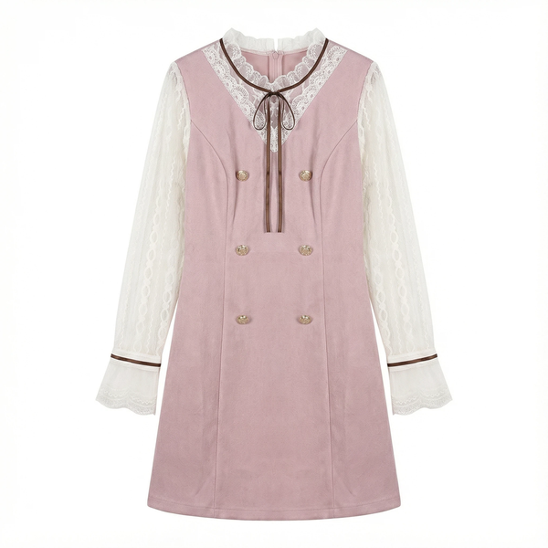 Lace Long-Sleeved Mid-Length Dress