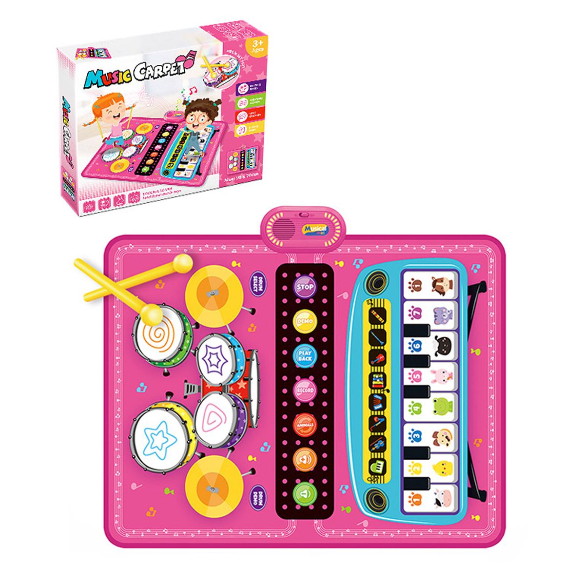 3-in-1Toddlers Musical Mat-Piano Keyboard & Drum Set