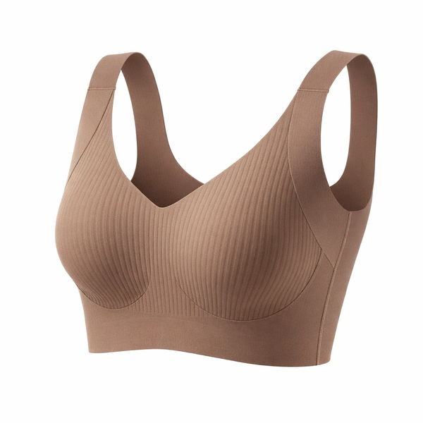 Seamless Underwire-Free Push-Up Bra - Brown