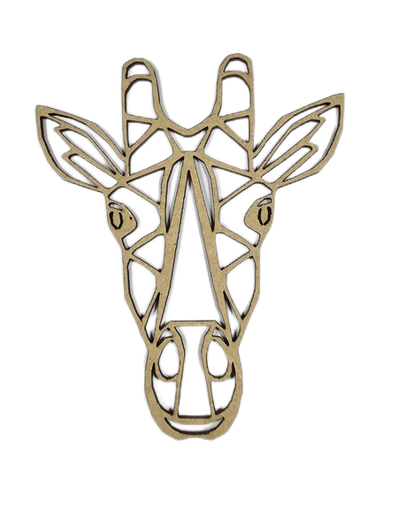 Polygonal African Giraffe Head Wall Art - 30cm x 25cm - 3mm Blonde MDF