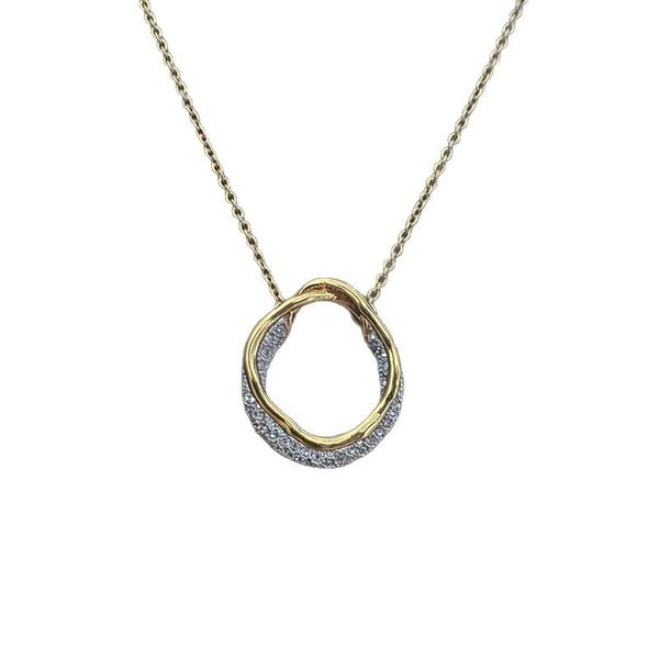 Women Necklace Copper Gold Plated Diamond Pendant Elegant Clavicle Chain