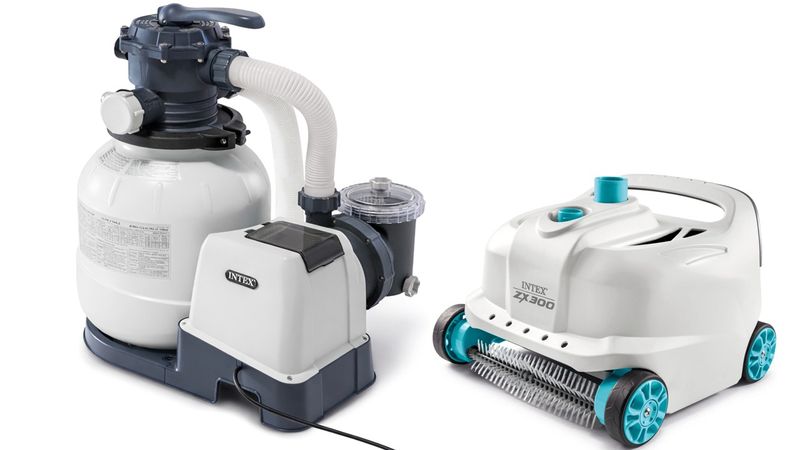 Intex ZX300 Auto Pool Cleaner with Intex SX2100 Sand Filter Pump Bundle