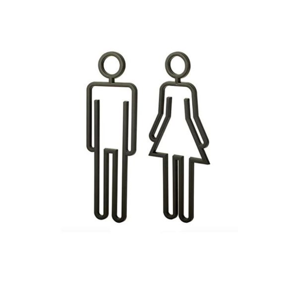 Toilet Door Sign - Acrylic Male and Female Door Symbol -Black