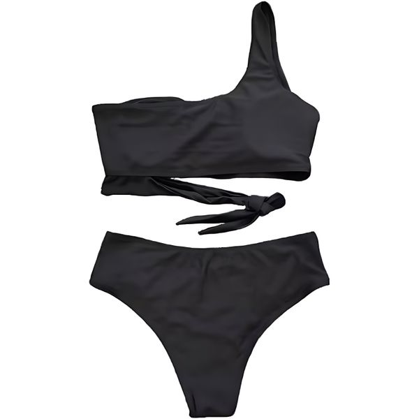 One-shoulder bikini tank top swimsuit