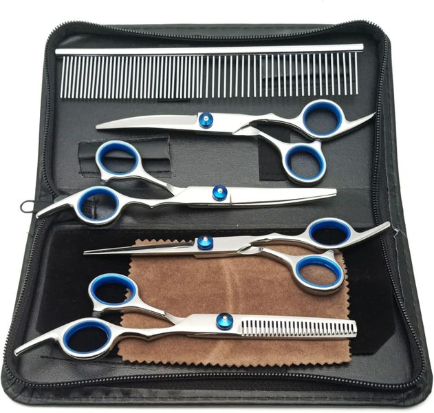 Pet Grooming Scissors Set, Professional 6 inch 6-In-1 Reversible