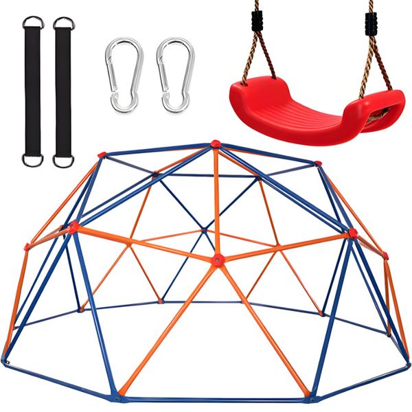 Heavy Duty 6ft Climbing Frame Dome with Swing for Kids Outside Playset