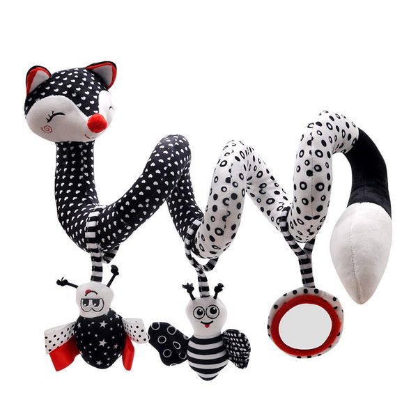 Black And White Fox Spiral Baby Crib Stroller Hanging Toy