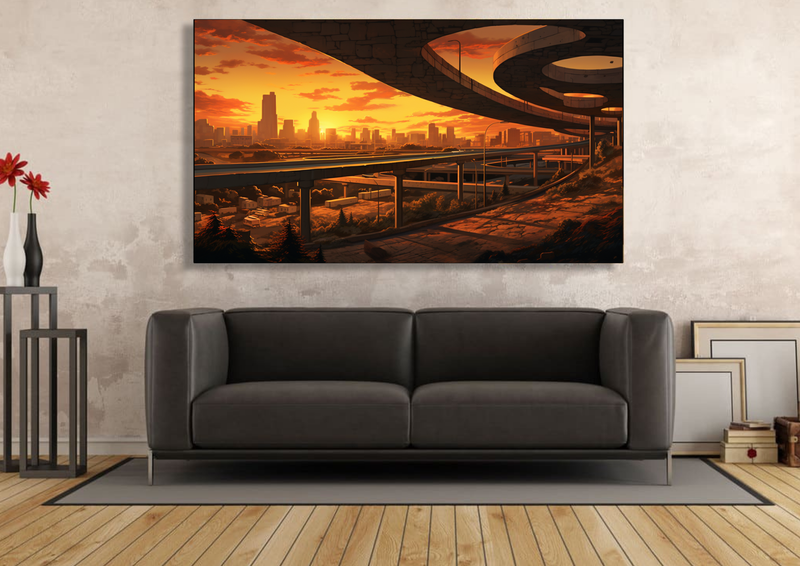 Canvas Wall Art - Sunset Overpass Abstract - IM1114