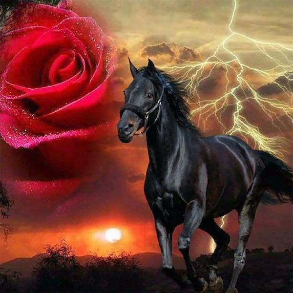 Diamond Dot Painting With Frame - Lighting Horse