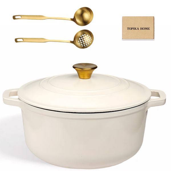 Topika Cast Iron Pot with Lid 24/22cm 4.5L/3.2L Enameled non stick pot sets