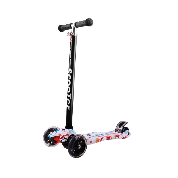 Kids 3 Wheels Graffiti Design Scooter With Luminous Wheels - Multicolor