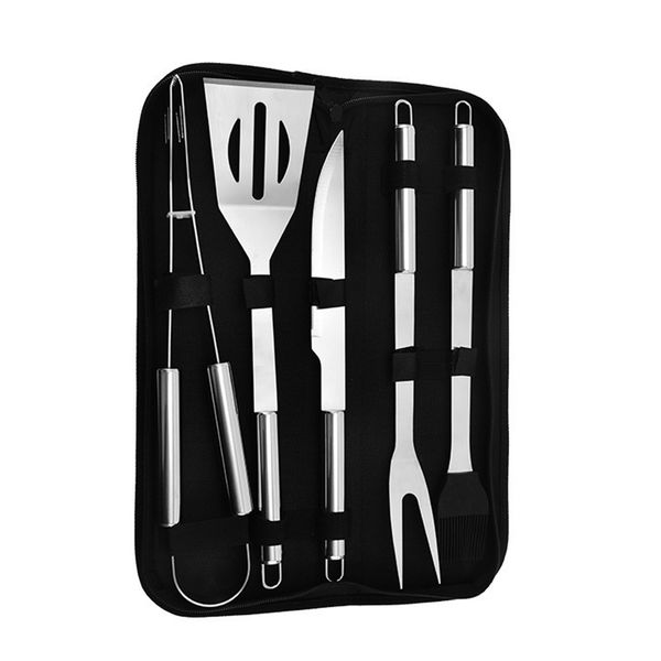 Stainless Steel Professional Barbecue Grilling Set in Carrying Bag - 5 Pcs