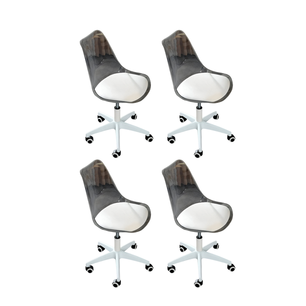 Set Of 4 Modern Swivel And Adjustable Height Acrylic Armless Office Chair