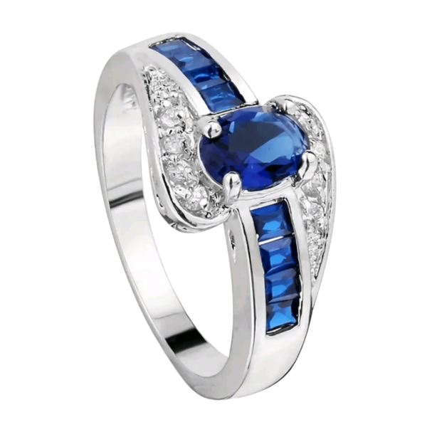 Pretty Jewels Elegant Oval Blue Ring- Size 6