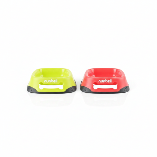 Large Square Bowl Paw Design with Non-Skid Rubber Base - 2 Pack