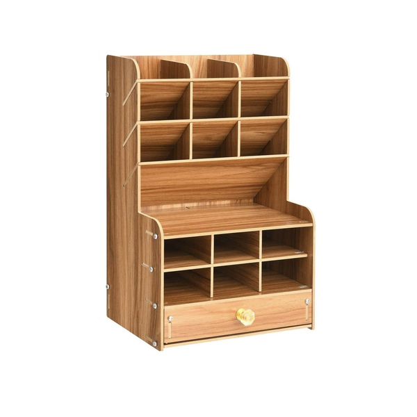 17 Compartment Wooden Desktop Stationery Organizer