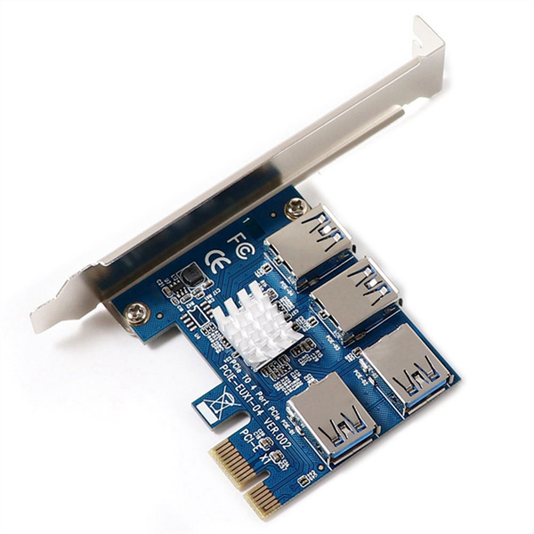 Pci-E Express Riser Card 1 To 4 Usb 3 0 Slot Multiplier Hub Adapter
